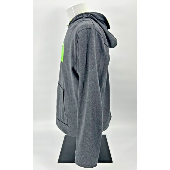 THE NORTH FACE Half Dome Logo Pullover Hoodie Sweatshirt~Gray+Neon Green~Mens L - Picture 5 of 10